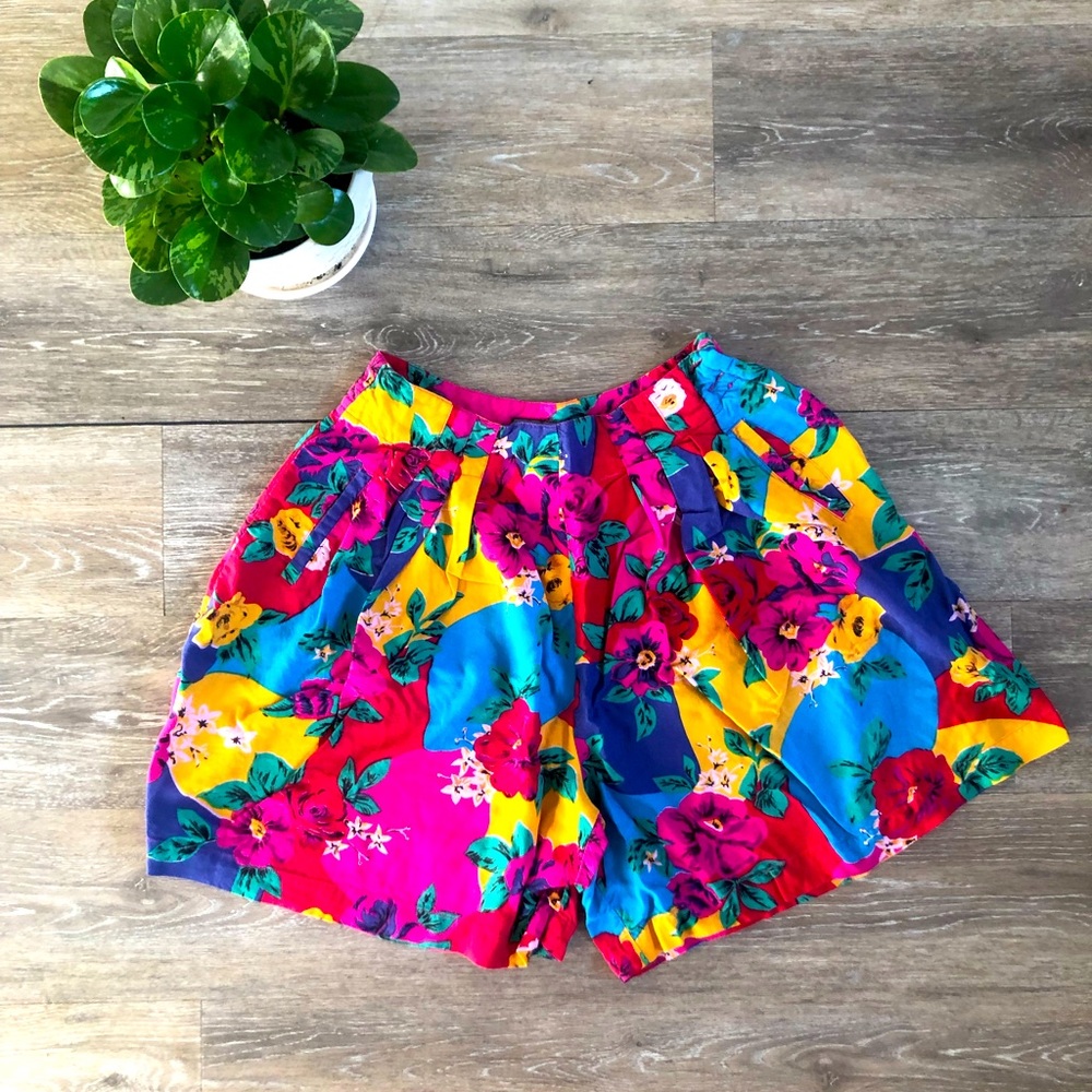 Vintage Floral High Waisted Shorts
